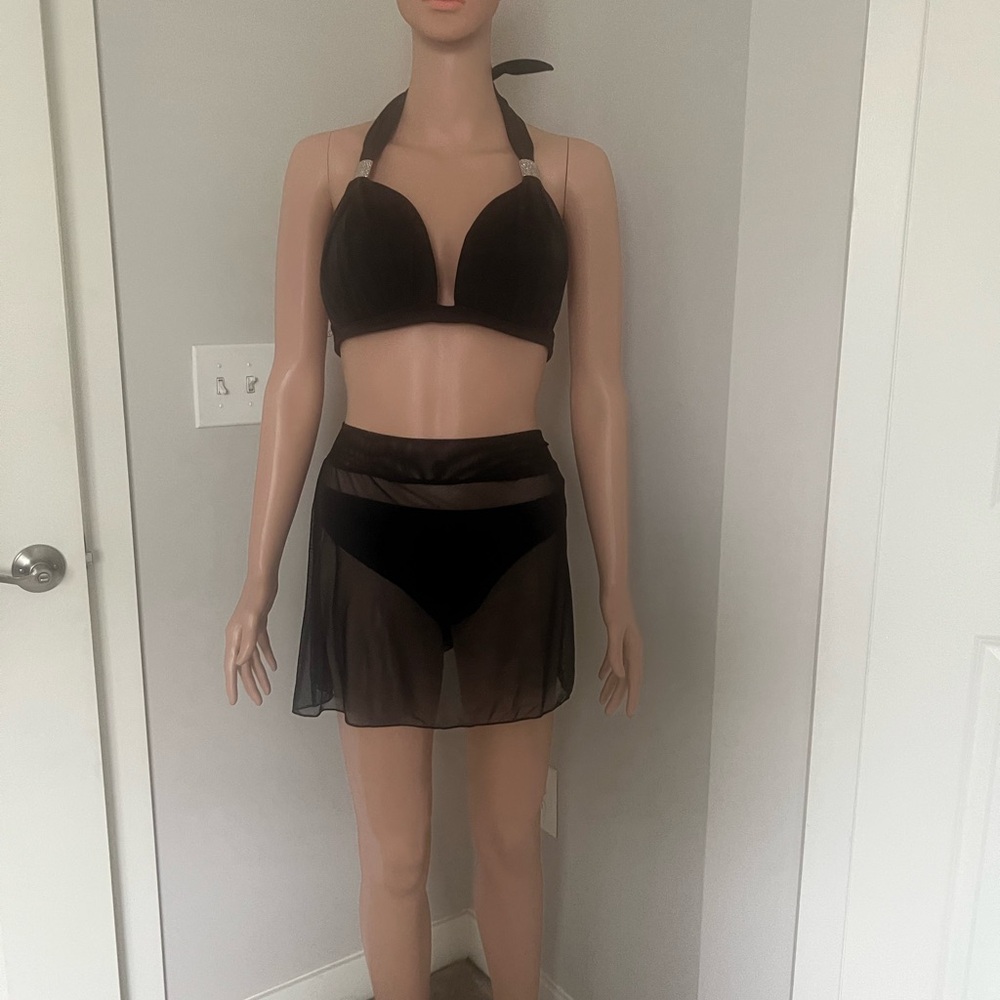Black Sheer cover up mesh skirt